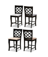 2x Alora Brown Counter Stools Solid Oak Wood Modern Contemporary Grey Ta... - $193.95