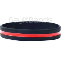 2 Thin Red Line Wristbands Support &amp; Awareness for Fire Fighters - Two Bracelets - £6.23 GBP