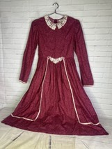 VTG Rare Editions Dress Girls Size 16 Red Long Sleeve Modest Prairie Cottagecore - £44.26 GBP