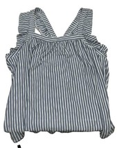 Lauren Conrad Stripe Ruffle Sleeveless Tank Top 4X Women&#39;s Plus Shirt Nautical - £14.64 GBP