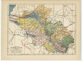 1902 Antique Map Of The County Of Fermanagh / Ireland - £22.34 GBP