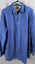 Vintage Tommy HIlfiger 17 34/35 blue Men&#39; Button Front Crest Shirt Casua... - £10.90 GBP