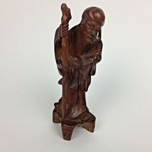 Vintage Chinese 8 Immortals Wood Carved Taoist Figure Figurine 6” Tall Used - £23.30 GBP