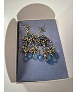 VTG AVON Blue Briolette Rhinestone Drop Necklace &amp; Chandelier Earring Set - $582.99 MXN