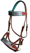 Horse Western Tan Leather Padded Bitless Training Sidepull Bridle Reins - $59.39