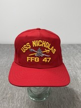 Vintage US Navy Hat Cap USS Nicholas FFG 47 Ship Red Snap Back Veteran V... - $24.74