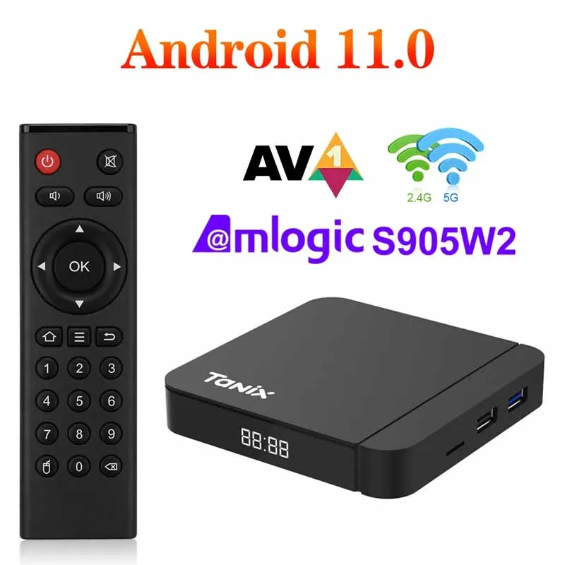 Tanix W2 Smart TV Box Android 11 Amlogic S905W2 4GB 64GB Support AV1 Dual Wifi  - £41.21 GBP+