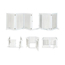 Freestanding 6-Panel Dog Gate with 4 Support Feet for Stairs-White - Color: Whi - £196.52 GBP