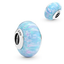 New 925 Sterling Silver Blue Murano Glass Bead Charm for Jewelry Making Fit Orig - £36.54 GBP