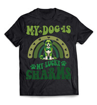 My Dog Is My Lucky Charm Border Collie T-shirt Shamrock St Patrick&#39;s Day... - £14.20 GBP+