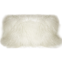 Mongolian Sheepskin Snow White Rectangular Pillow, Complete with Pillow Insert - £63.90 GBP