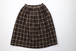 Vintage 50s 60s Mid Century Modern MCM Womens 24 Checkered Wool Tweed Sk... - $49.45