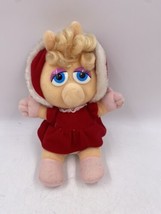 1987 Baby Miss Piggy Plush Muppet Babies Christmas Red Coat Toy - $8.60