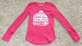 Girls Shirt Thermal Mudd Red Long Sleeve Snowy Hair Dont Care Top-size 14 - £7.91 GBP