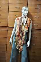 FELTED MERINO WOOL LONG SCARF WITH PIN TERRACOTTA HANDMADE HOLIDAY GIFT ... - £134.85 GBP