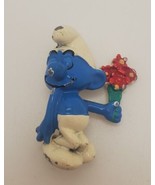 Vintage 1980’s Smurf With Flowers Collectible Lapel Vest Pin Pinback - €14,44 EUR
