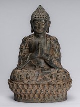 Antik Chinesisch Stil Sitzender Bronze Viele Buddha Anbetung - 34cm/35.6cm - £566.13 GBP