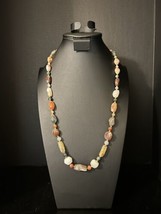 Vtg Polished Gemstone Quartz Agate Beaded Single Strand Necklace 30” Lon... - $532.17 MXN
