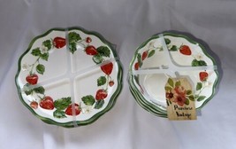 NEW Primrose Vintage 8 PC Strawberry Fields Dessert Snack Plates Bowls Melamine - £25.15 GBP