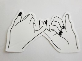 Simple Black and White Line Hands With Pinkies Touching Sticker Decal Super Cool - £1.73 GBP