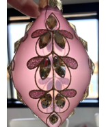 BestPysanky Radiant Pink Jeweled Glass Rhombus Finial Blown Christmas Or... - $274.31 MXN