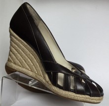 Ann Taylor LOFT Chocolate Brown Leather o Espadrille Wedges Sandals (Siz... - £15.91 GBP