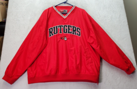 Rutgers University Pro Player Jacket Men&#39;s XL Red Long Sleeve V Neck Side Zipper - £22.11 GBP