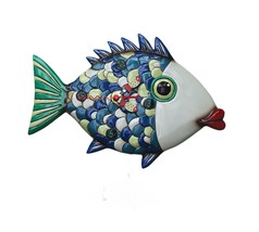 Scratch &amp; Dent Allen Designs Fishy Lips Colorful Fish Wall Clock - £46.94 GBP