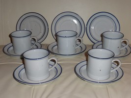 Dansk Designs Denmark Blue Mist Coffee Mugs Cups &amp; Saucers Set - £61.79 GBP