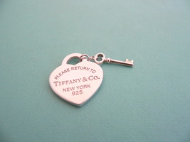 Tiffany &amp; Co Return to Tiffany Silver Heart Key Charm Pendant Classic Lo... - £220.98 GBP