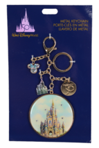 Disney Parks WDW 50th Magical Celebration Cinderella Castle Charms Keychain New - $15.91