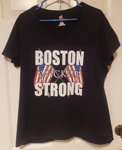 Womens Boston Wicked Strong Black Graphic V Neck SS T Shirt Sz XL Americ... - $14.55