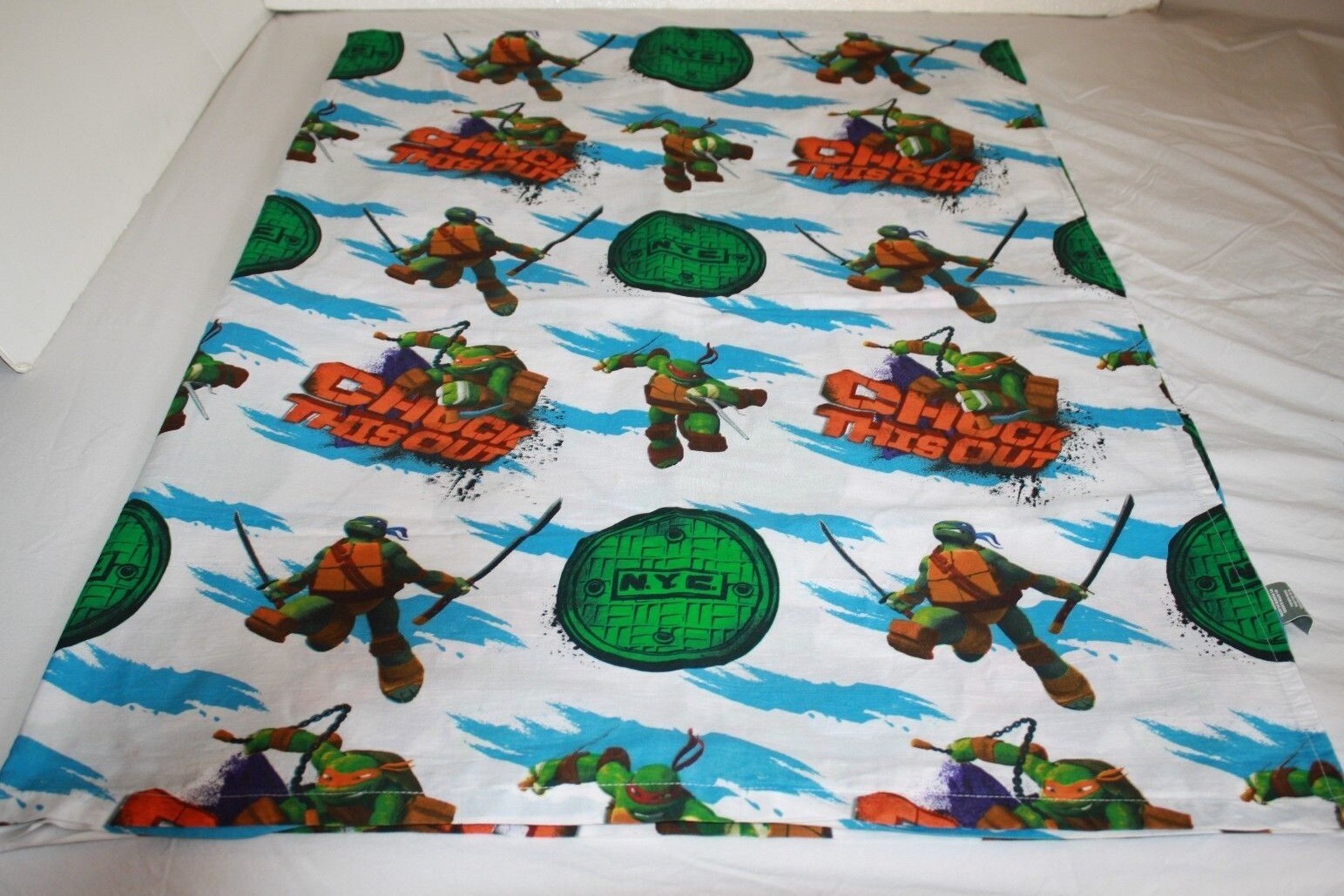 TMNT Teenage Mutant Ninja Turtles TWIN FLAT Sheet Kids Fabric Material 2013 Item image 5