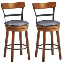 Set of 2 25.5 Inch Swivel Counter Height Bar Stool - Color: Brown - Size: 25.5  - £186.60 GBP