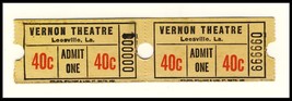 2 Vernon Theatre 40 Cent Tickets, Leesville, Louisiana/LA,  - $2.95