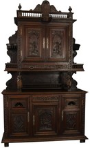 Antique Buffet Brittany Sideboard Carved Figurines Pastoral Folk Scenes ... - £4,404.33 GBP