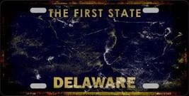 Delaware State Background Rusty Novelty Metal License Plate - £17.54 GBP
