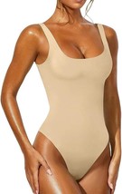 Women&#39;s Sexy Basic Bodysuit Sleeveless Double Lined Slim Fit Tank (Khaki... - £13.11 GBP