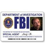 CROWLEY FBI JAY-Z SUPERNATURAL PIN NAME BADGE &amp; BUTTON HALLOWEEN COSPLAY... - $324.07 MXN
