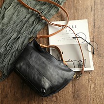 Simple Leather Women Bag 2022 New Vintage Large Capacity Handbag Nature Soft Cow - £115.31 GBP