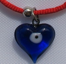 Lot of 2 Red string bracelet with heart &amp; evil eye protection symbol kab... - $7.50