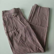 Women&#39;s M&amp;S Red mix Check Straight Leg Ankle grazer Flat front Trousers ... - $25.90