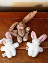 Lot of Small White &amp; Pink Plush &amp; Jointed Tan Easter Bunny Rabbit Stuffe... - $11.29