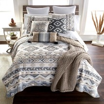 Donna Sharp Durango Quilted  3-Pc Quilt Set Southwest Lodge Reversible Gray New - £136.17 GBP