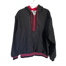 Vintage Rennoc Windbreaker Jacket 1/4 Zip Pullover Black Red Lined Men&#39;s... - $16.65