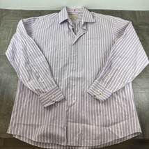 Tommy Bahama Shirt Mens 15.5 34-35 Purple Pink Striped Long Sleeve Butto... - $12.08