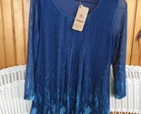 Timeson Blouse Women&#39;s Blue Floral Fully Lined Flutter Sleeve Size S (NEW) - $12.95