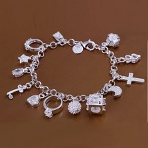 hot sale valentine gift charm 925 Silver Color Jewelry fashion Bracelets cute wo - £14.21 GBP