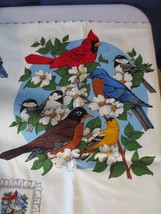 Cranston fabric panel Garden Birds Appliques Vtg Quilting pillows - £7.90 GBP