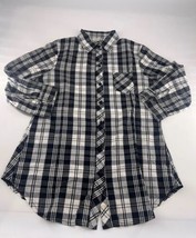 Derek Heart Shirt Womens Medium Black White Plaid Button Up Long Sleeve - £6.60 GBP